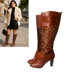 AUTHENTIC Y2K DOLCE & GABBANA D&G FUR LEOPARD KNEE HIGH BOOTS US 10/41‎ MOB WIFE